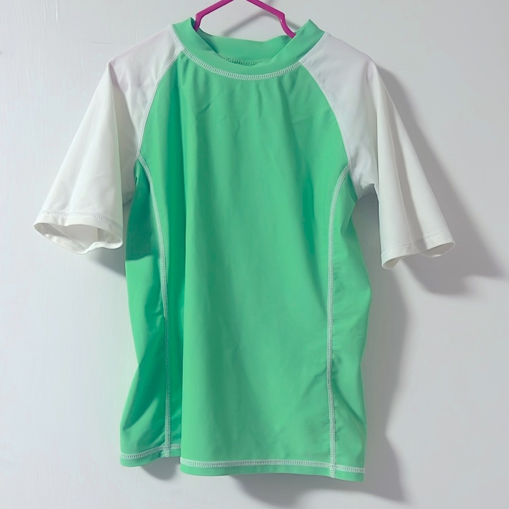 Boys Coastalista Swim Rashguard Size Medium, lime green and white, GUC.